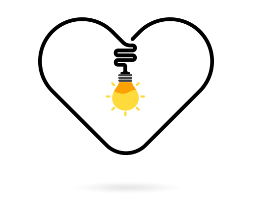 image of lightbulb hanging in heart shape